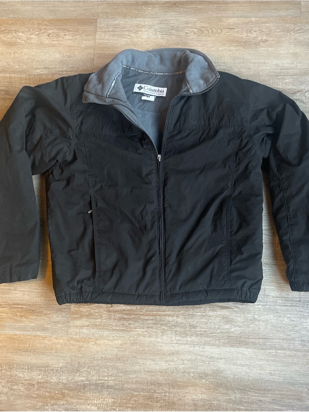 Columbia Jacket Mens Large Black Fleece Lined Winter Full Zip Medium